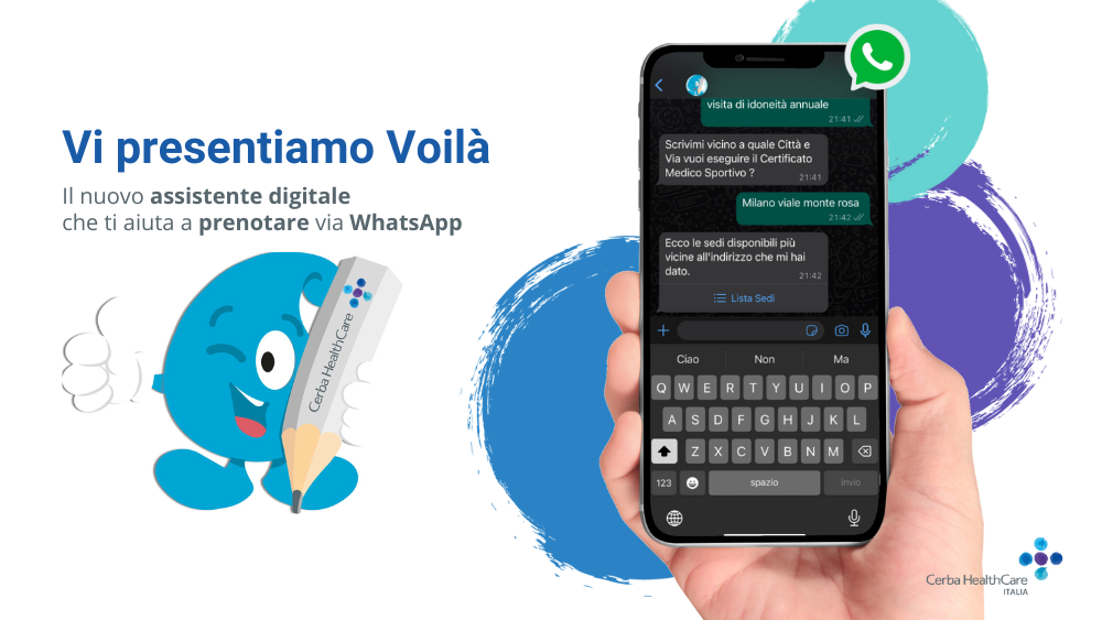 Assistente digitale Voila per prenotare visita medico sportiva su WhatsApp copertina