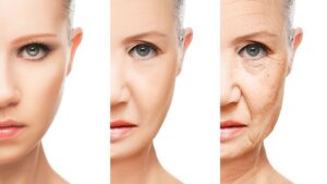 Donna che invecchia in tre fasi temporali diverse - I segreti per mantenersi giovani e in salute e rallentare l'invecchiamento